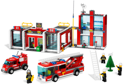 LEGO Set-Fire Station-Town / City / Fire-7208-1-Creative Brick Builders